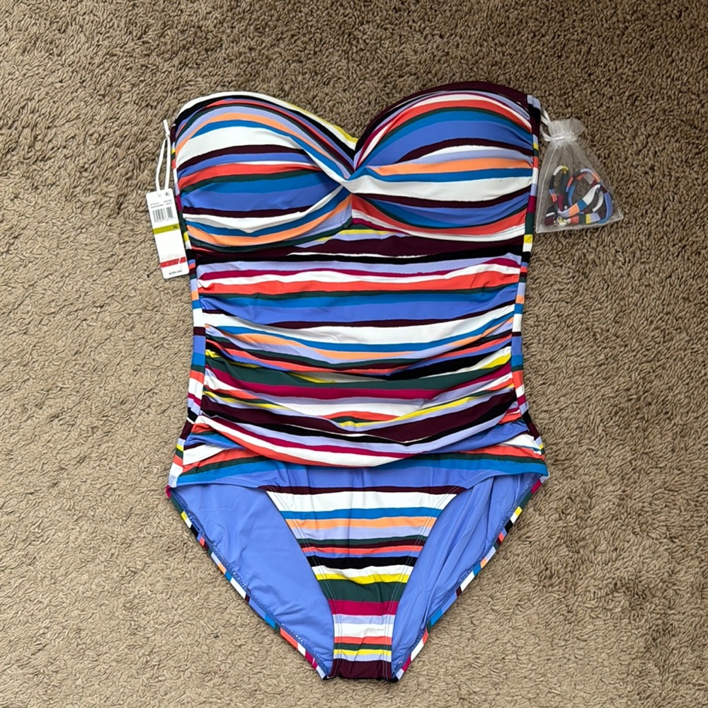 Anne Cole Blue and Red One Piece Swimsuit